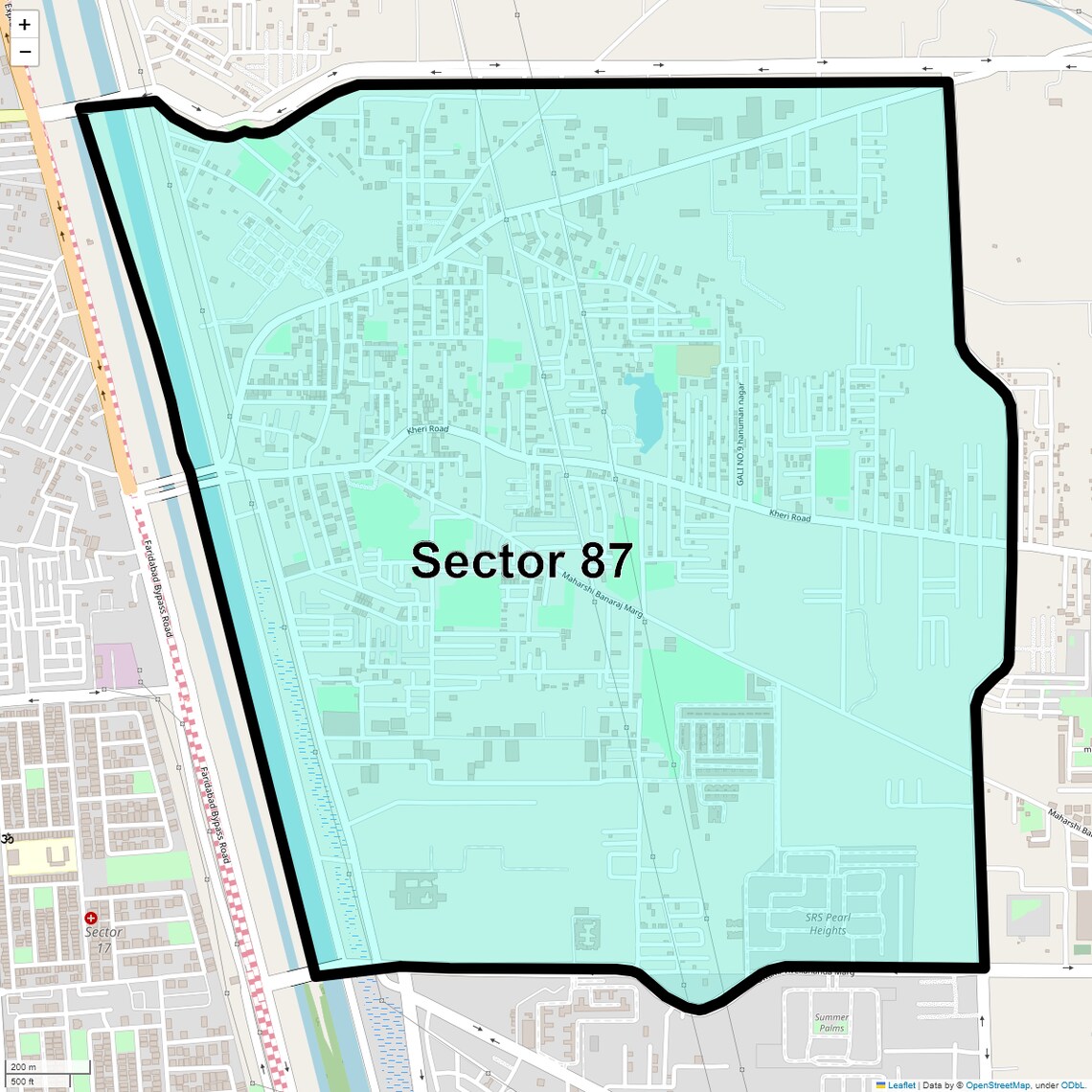 Location Map of Sector 87, Faridabad