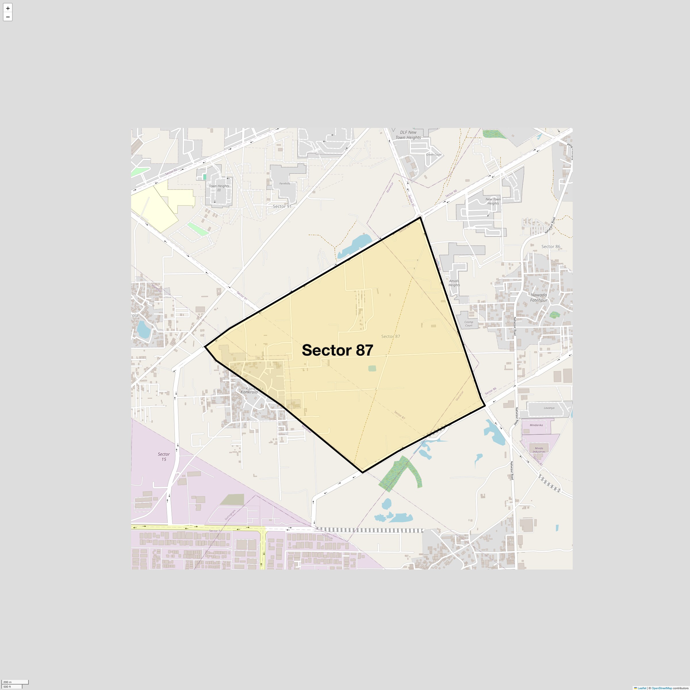 Location Map of Sector 87, Gurgaon