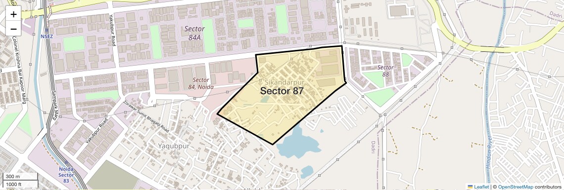 Location Map of Sector 87, Noida