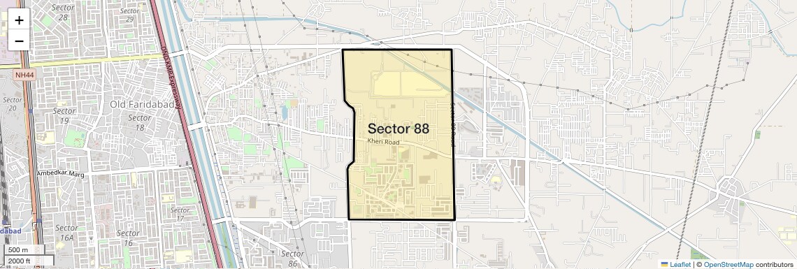 Location Map of Sector 88, Faridabad