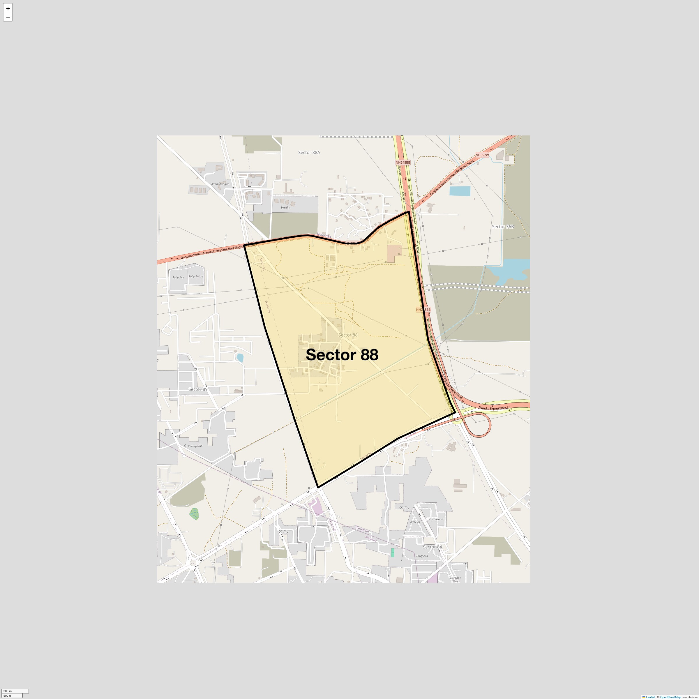 Location Map of Sector 88, Gurgaon