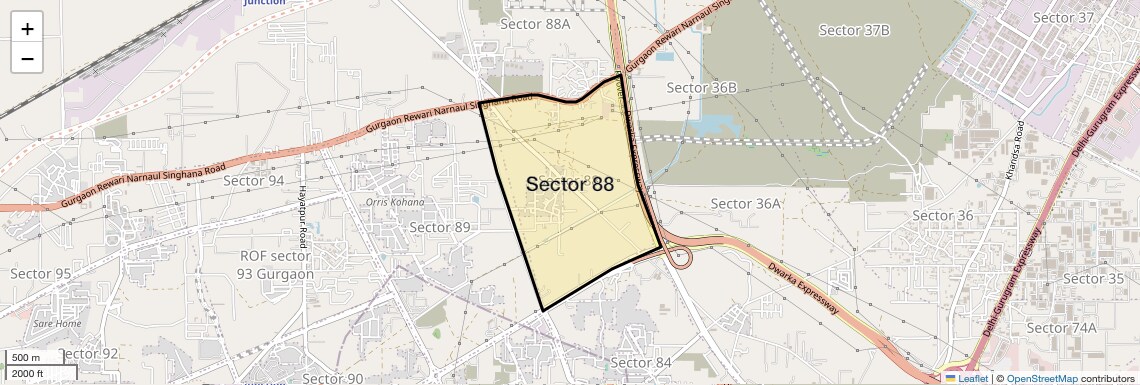 Location Map of Sector 88, Gurgaon