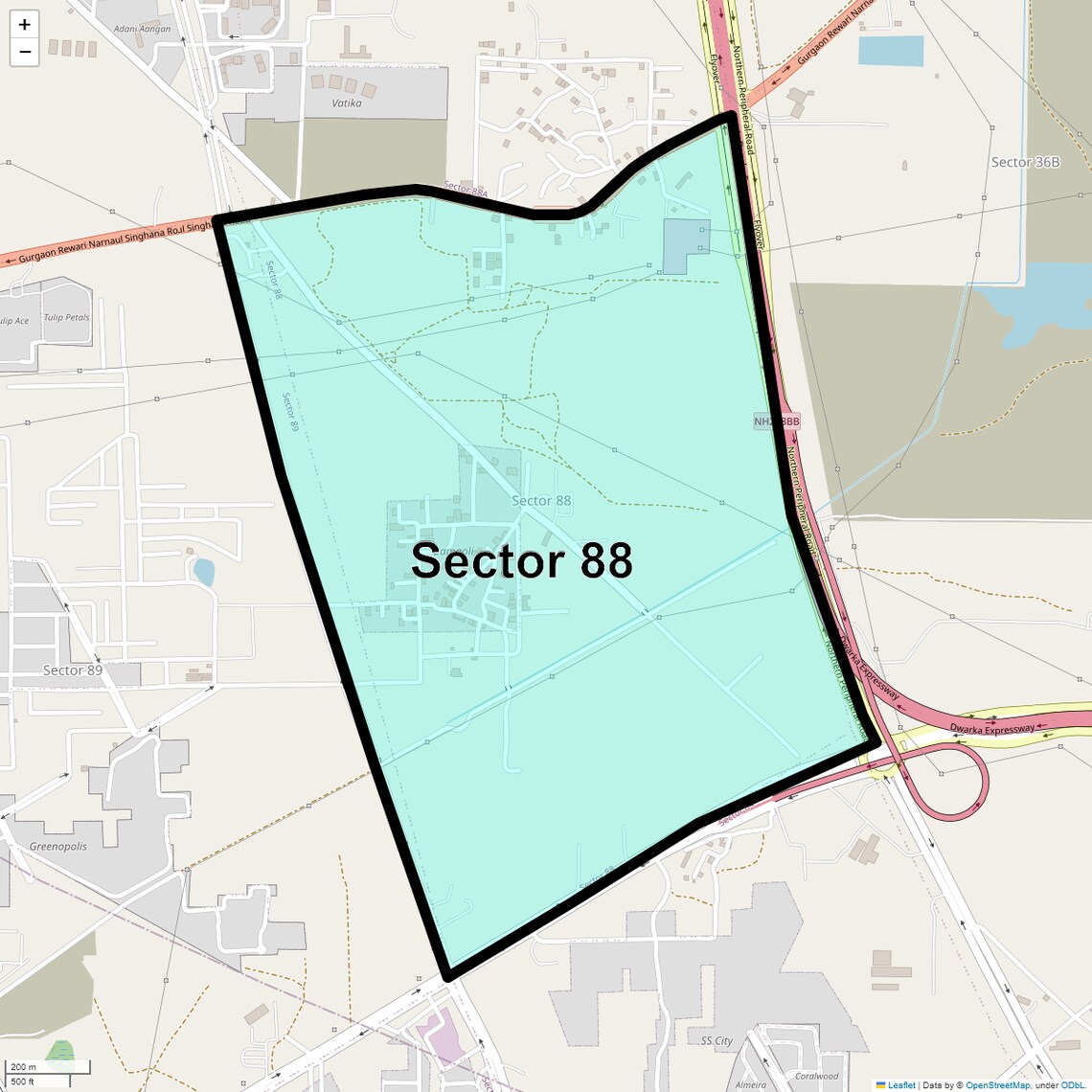 Location Map of Sector 88, Gurgaon
