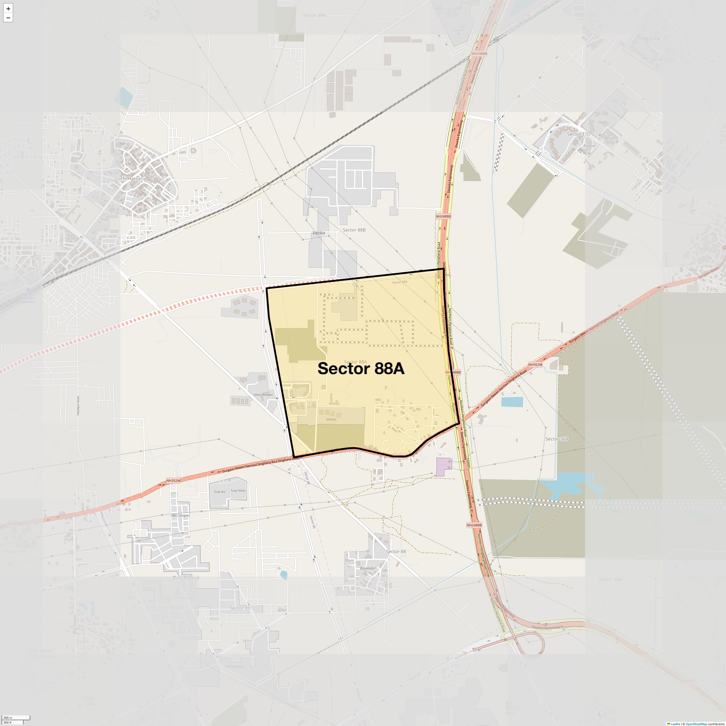 Location Map of Sector 88A, Gurgaon