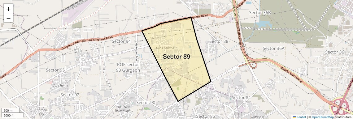 Location Map of Sector 89, Gurgaon