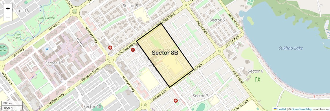 Location Map of Sector 8B, Chandigarh