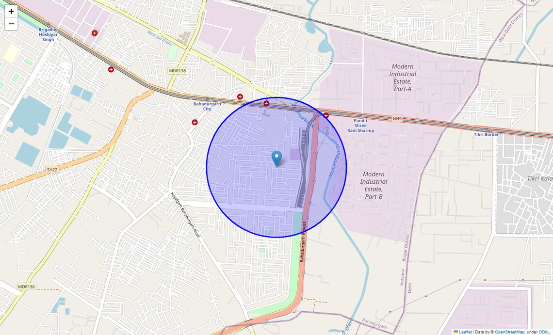 Location Map of Sector 9, Bahadurgarh