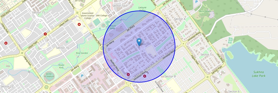 Location Map of Sector 9, Chandigarh