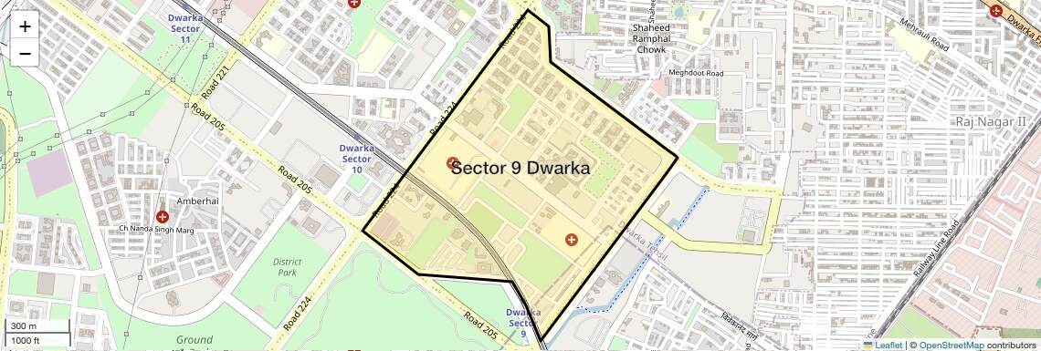 Location Map of Sector 9 Dwarka, Delhi