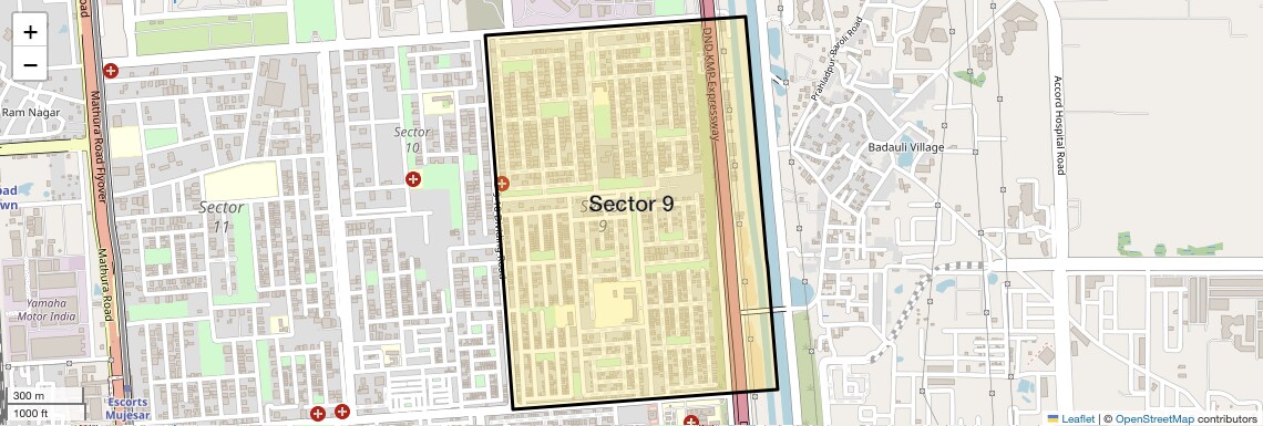 Location Map of Sector 9, Faridabad