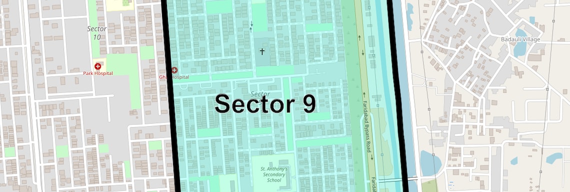 Location Map of Sector 9, Faridabad