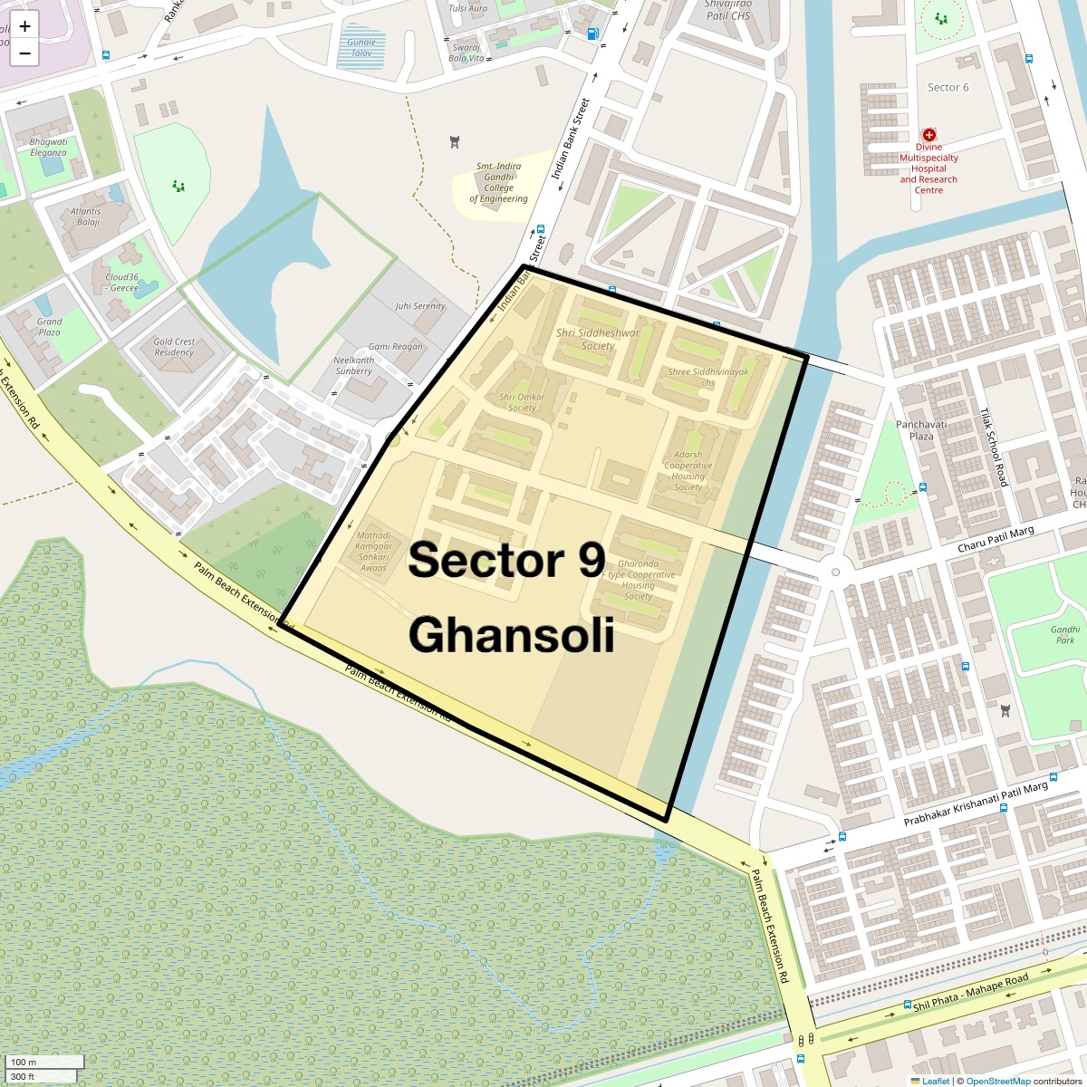 Location Map of Sector 9 Ghansoli, Navi Mumbai