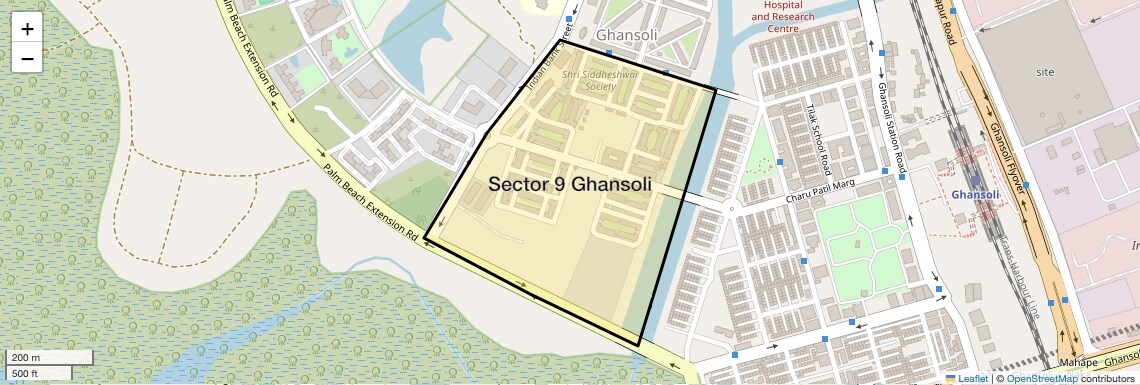Location Map of Sector 9 Ghansoli, Navi Mumbai