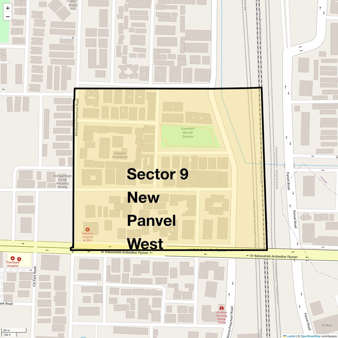 Location Map of Sector 9 New Panvel West, Navi Mumbai
