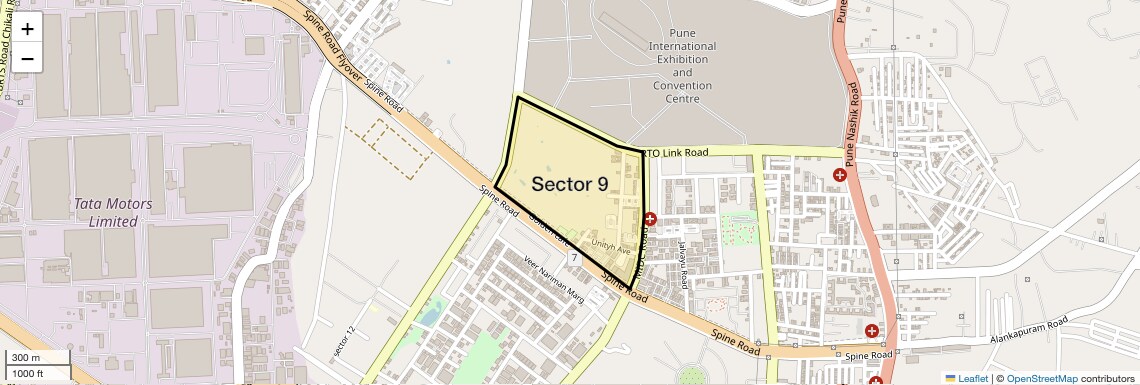 Location Map of Sector 9, Pune
