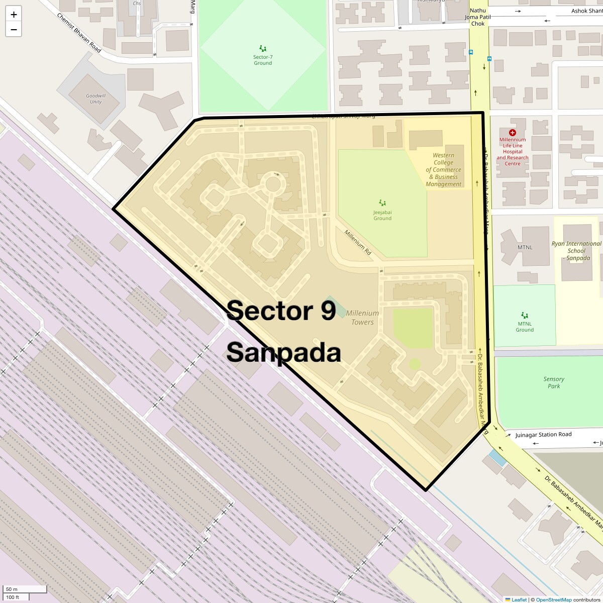 Location Map of Sector 9 Sanpada, Navi Mumbai