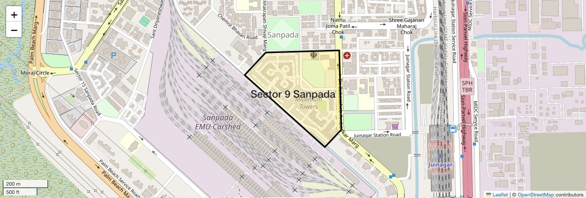 Location Map of Sector 9 Sanpada, Navi Mumbai