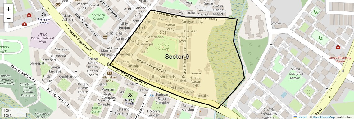 Location Map of Sector 9, Thane