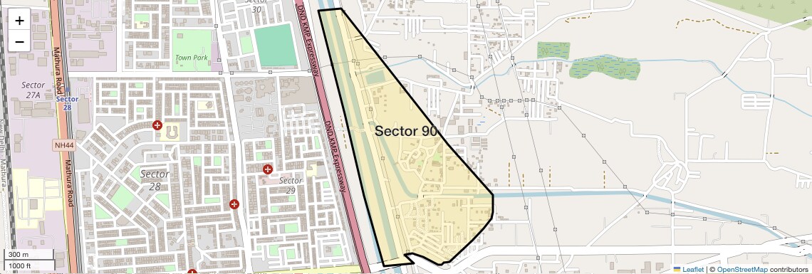 Location Map of Sector 90, Faridabad