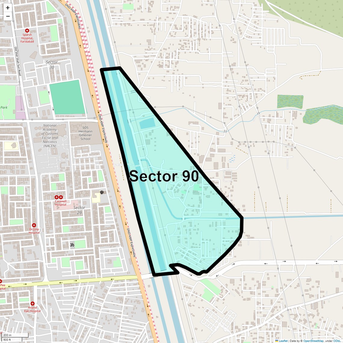 Location Map of Sector 90, Faridabad