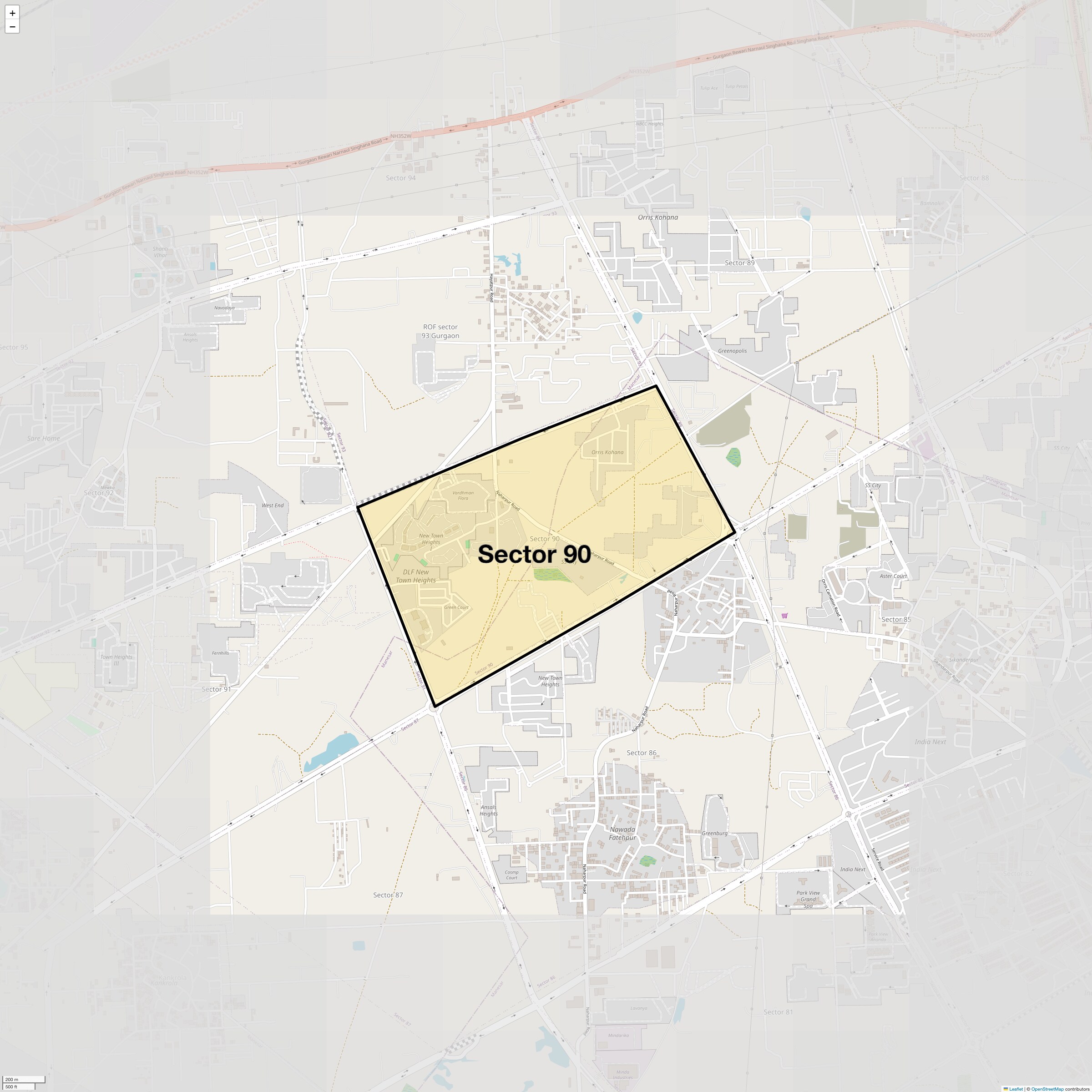Location Map of Sector 90, Gurgaon