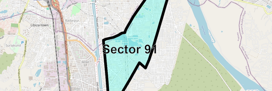 Location Map of Sector 91, Faridabad