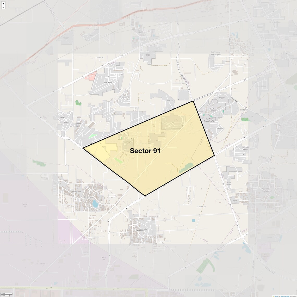 Location Map of Sector 91, Gurgaon