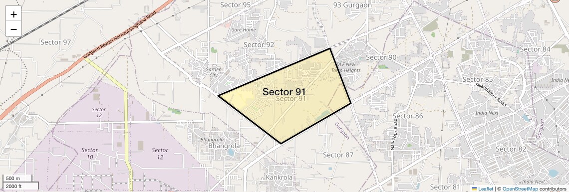 Location Map of Sector 91, Gurgaon