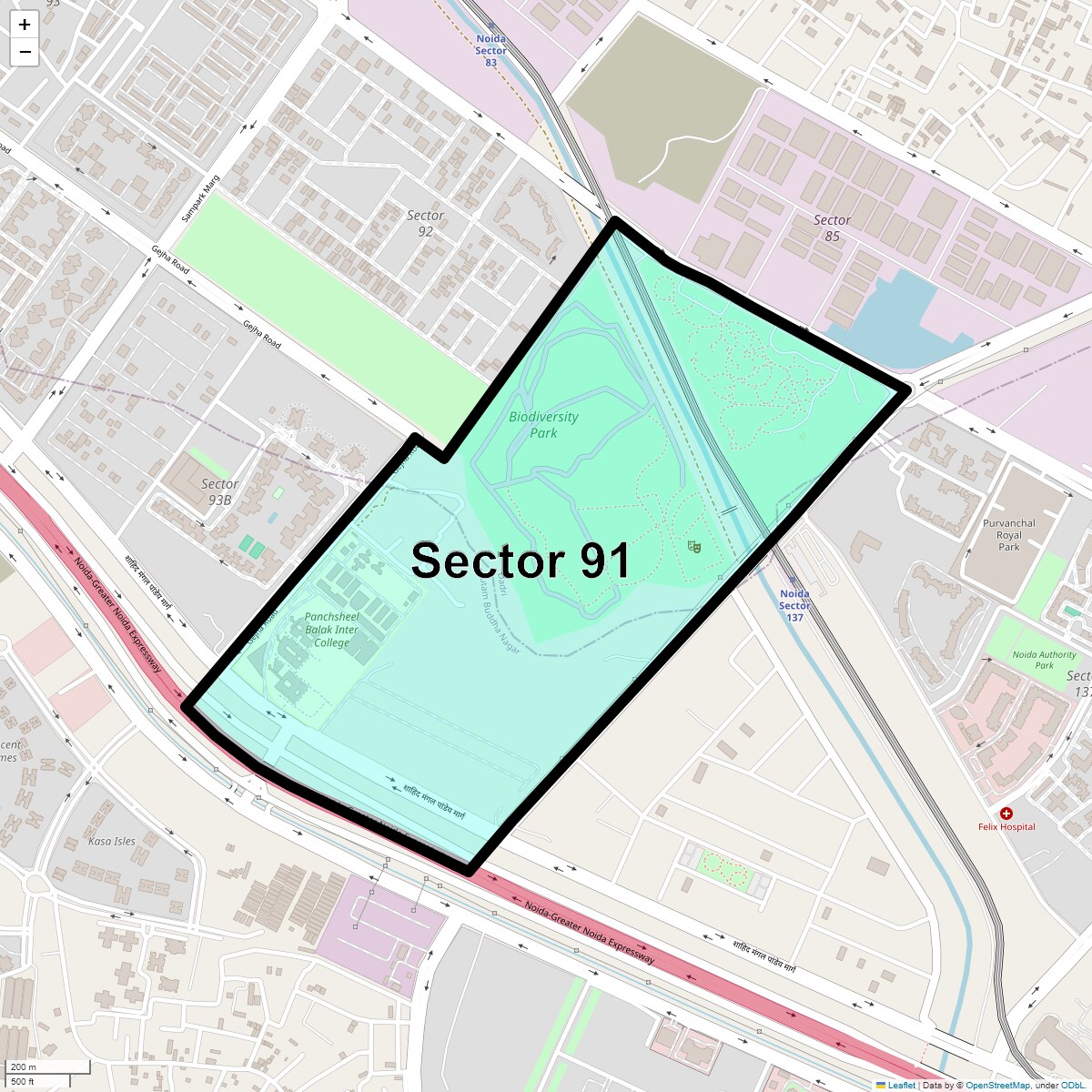 Location Map of Sector 91, Noida