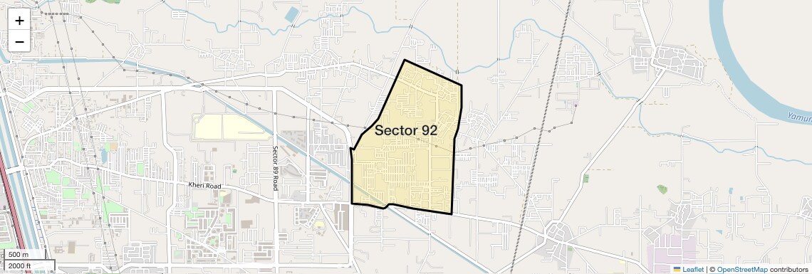 Location Map of Sector 92, Faridabad