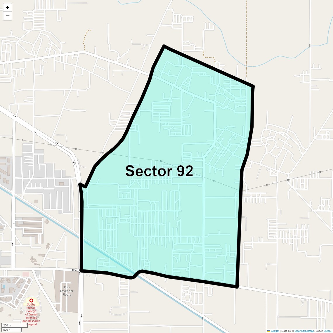 Location Map of Sector 92, Faridabad