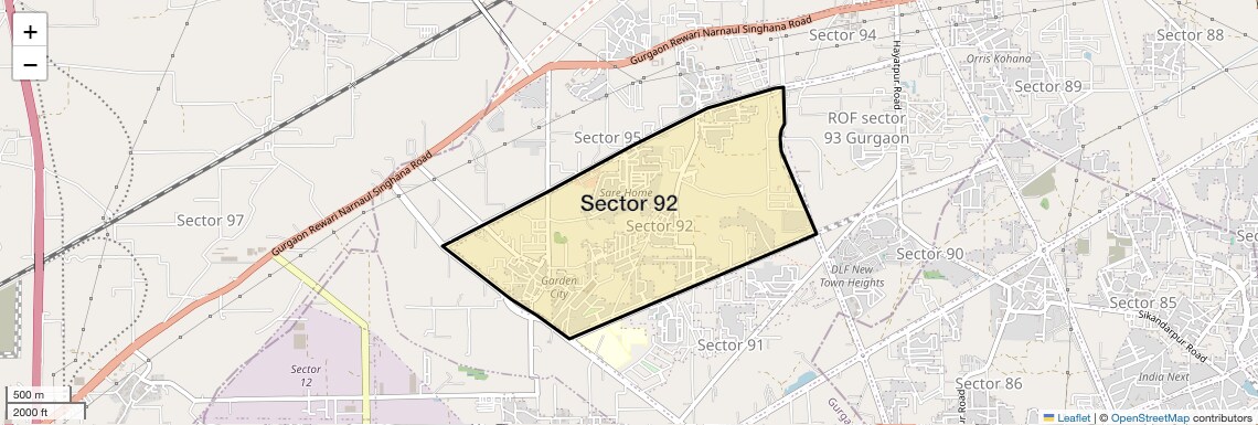 Location Map of Sector 92, Gurgaon