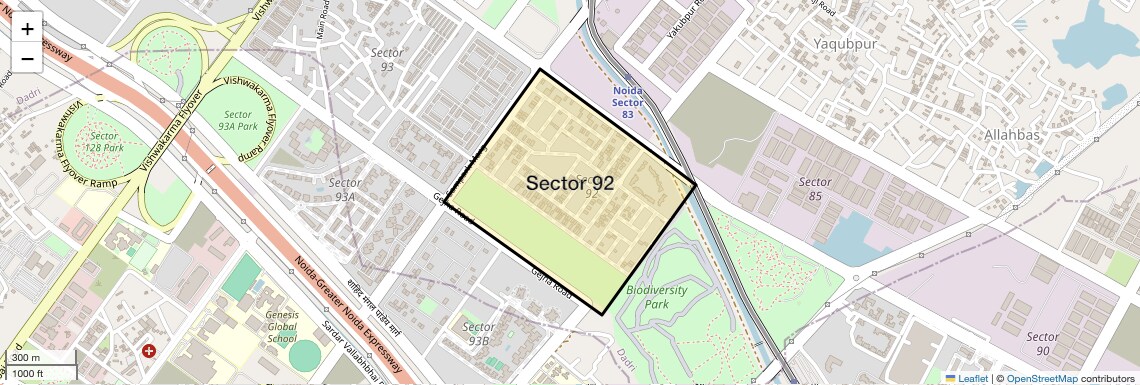 Location Map of Sector 92, Noida