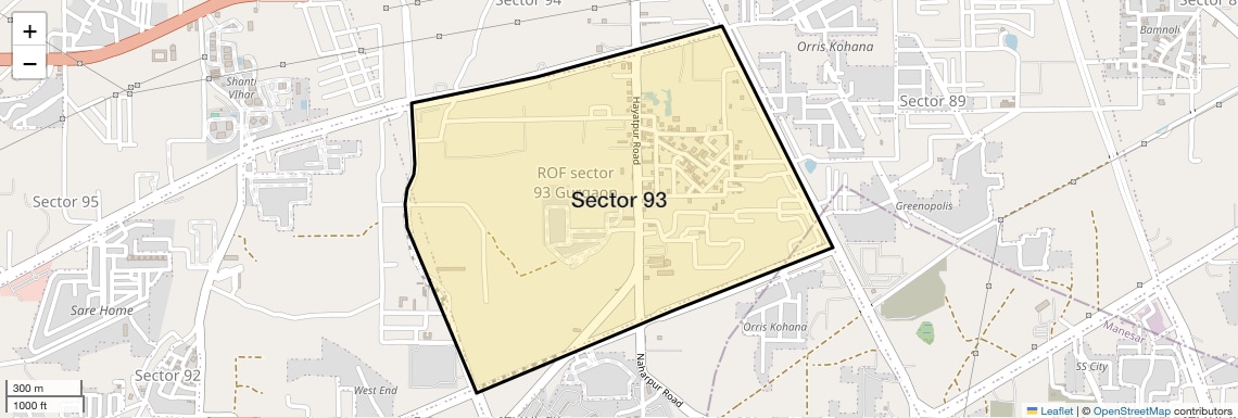Location Map of Sector 93, Gurgaon