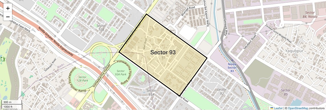 Location Map of Sector 93, Noida