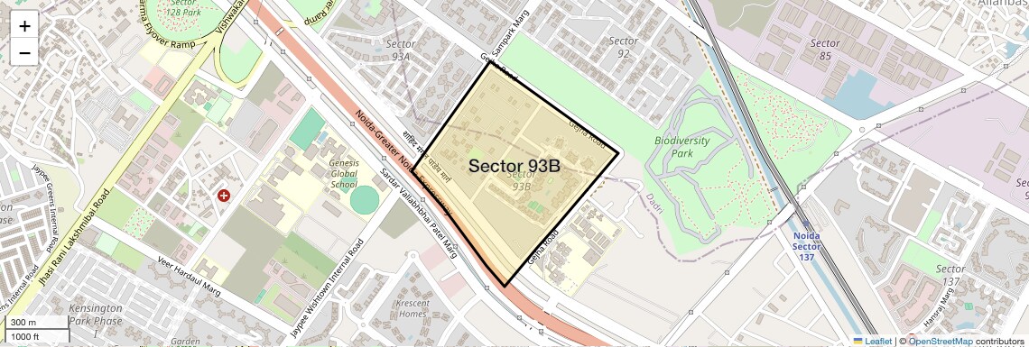 Location Map of Sector 93B, Noida