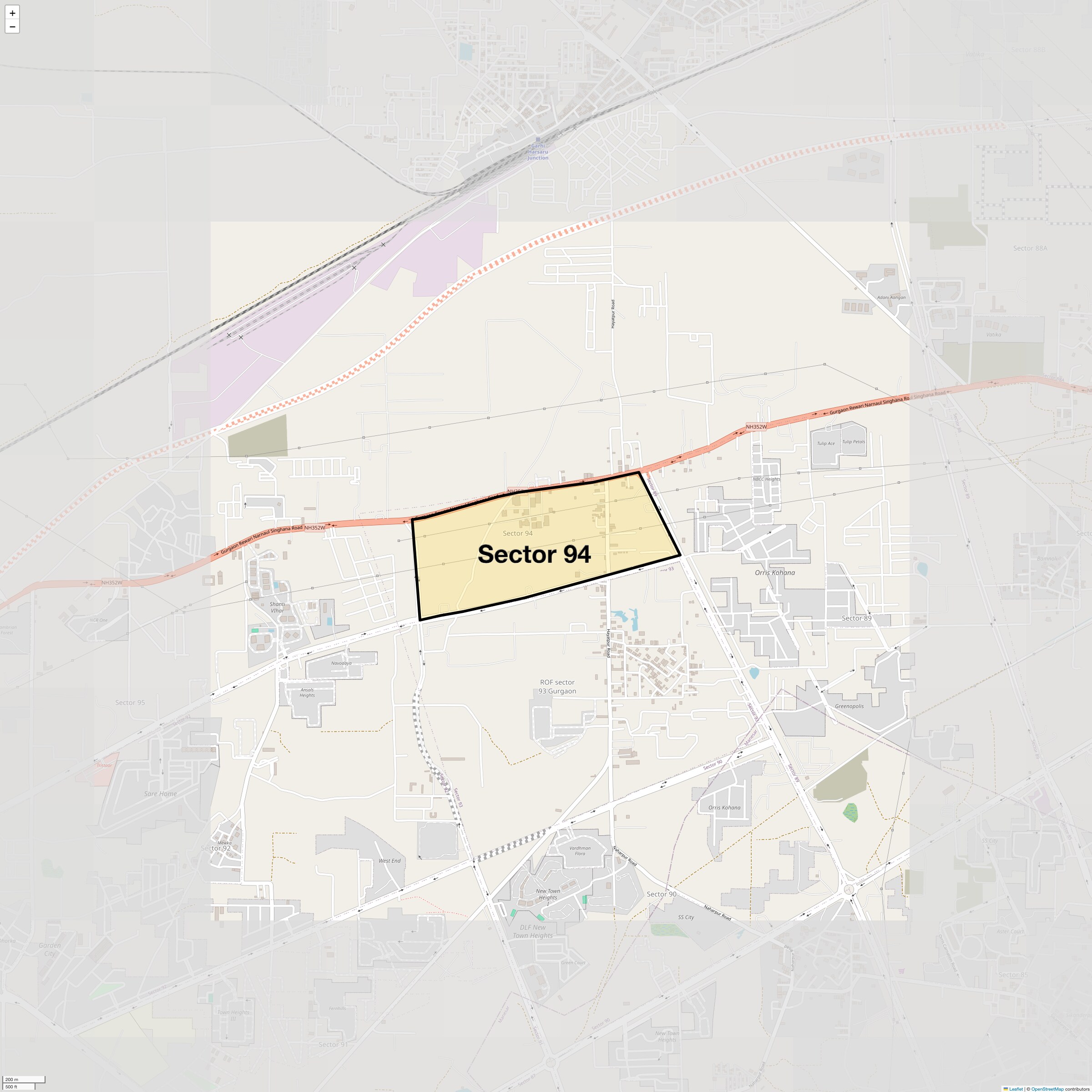Location Map of Sector 94, Gurgaon
