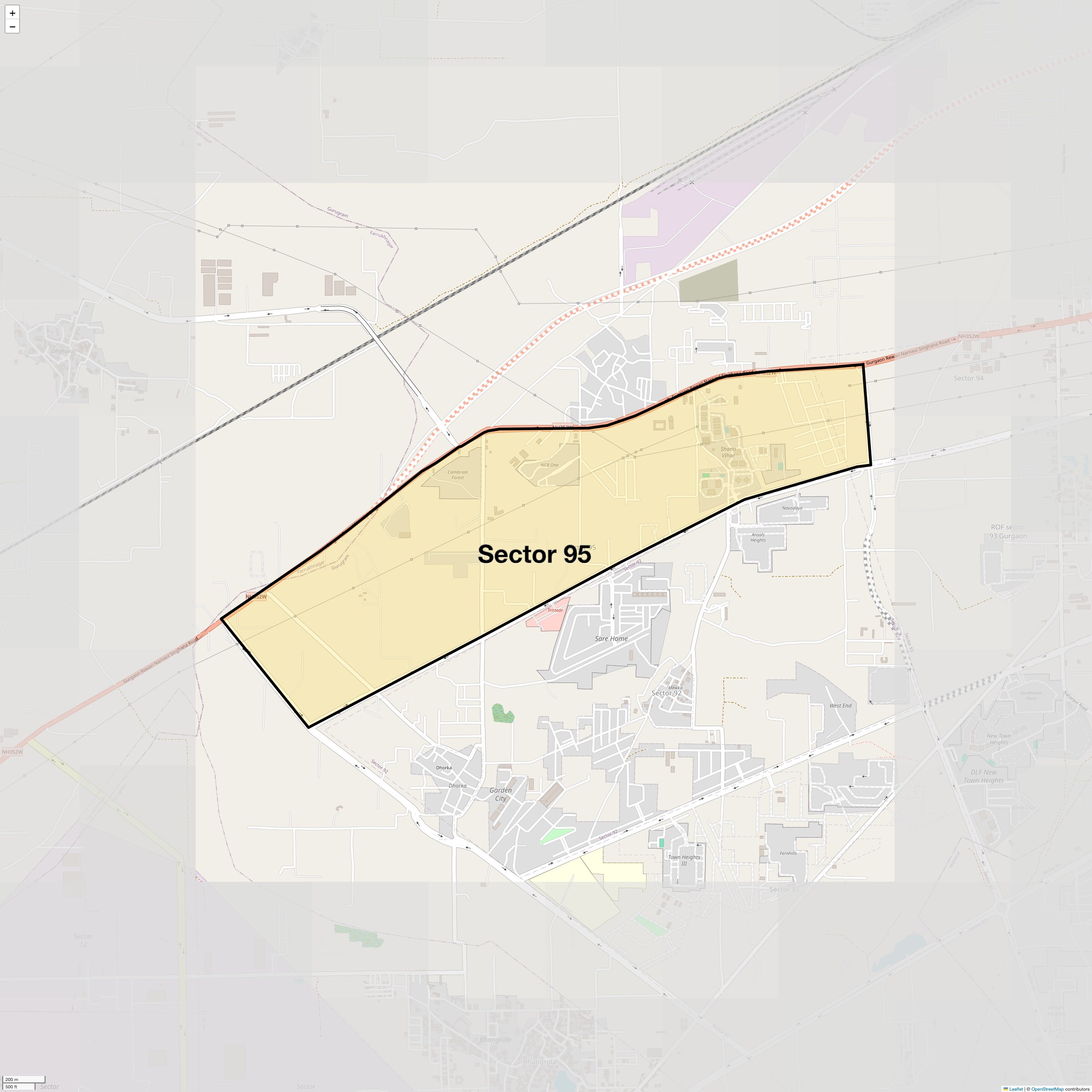 Location Map of Sector 95, Gurgaon