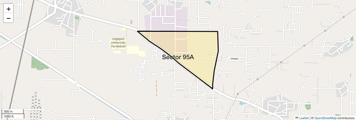 Location Map of Sector 95A, Faridabad