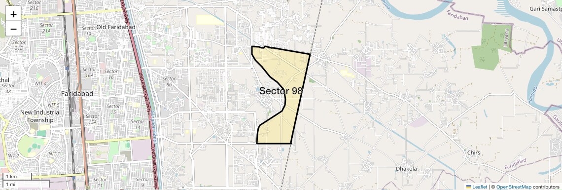 Location Map of Sector 98, Faridabad