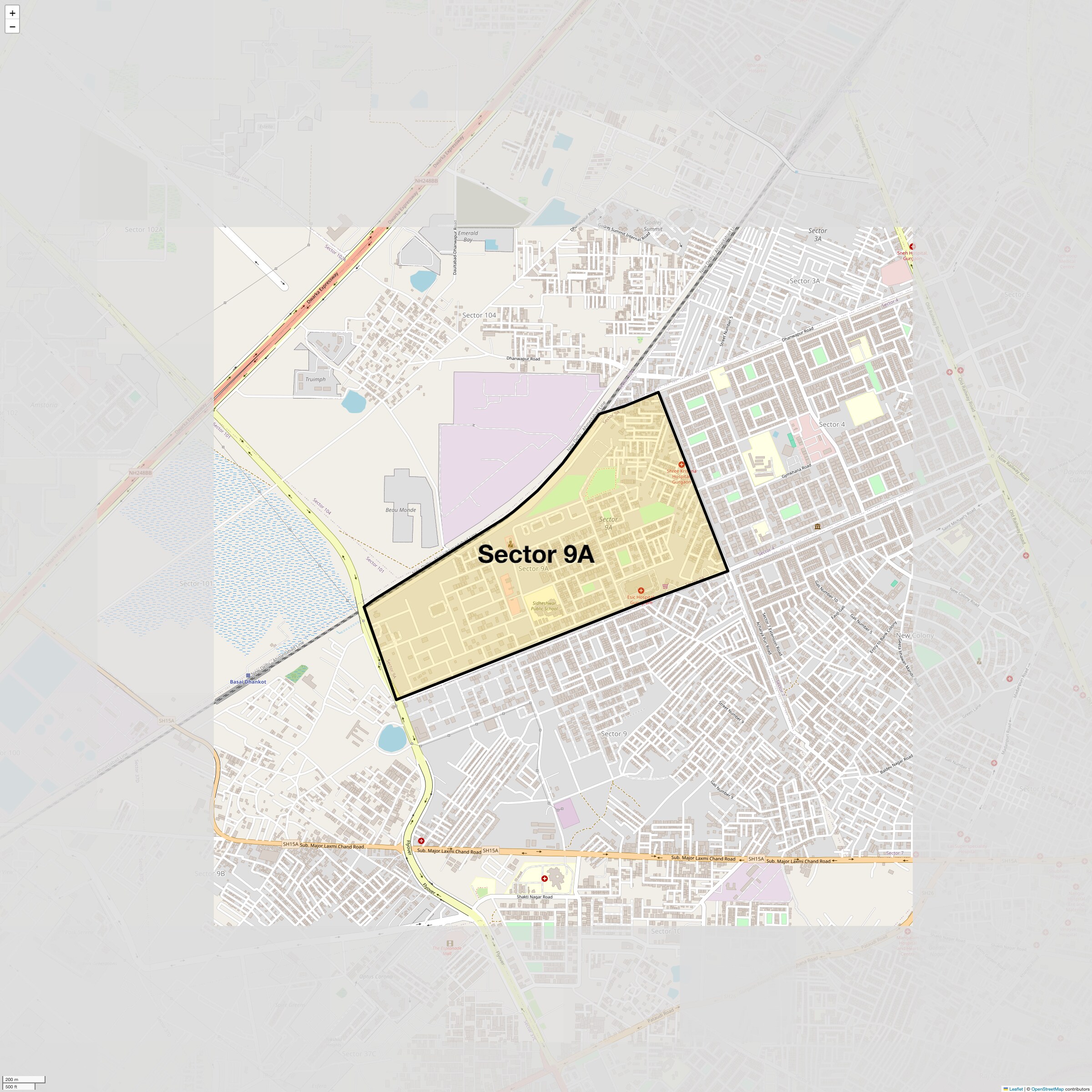 Location Map of Sector 9A, Gurgaon