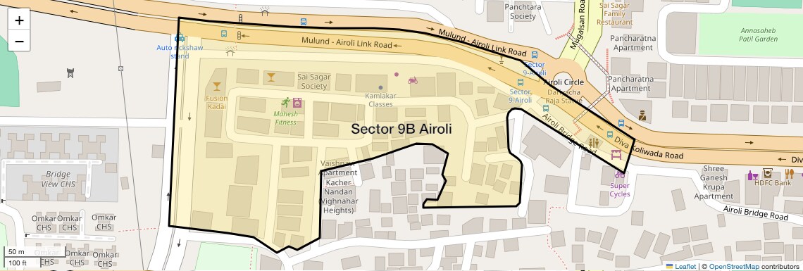 Location Map of Sector 9B Airoli, Navi Mumbai