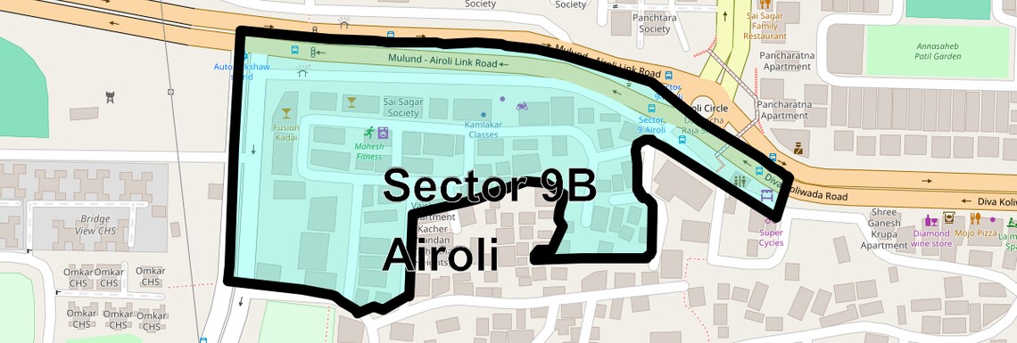 Location Map of Sector 9b Airoli, Navi Mumbai