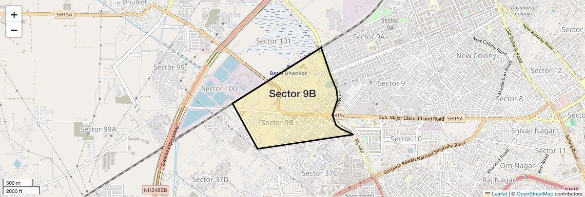 Location Map of Sector 9B, Gurgaon