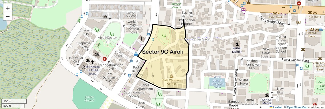 Location Map of Sector 9C Airoli, Navi Mumbai