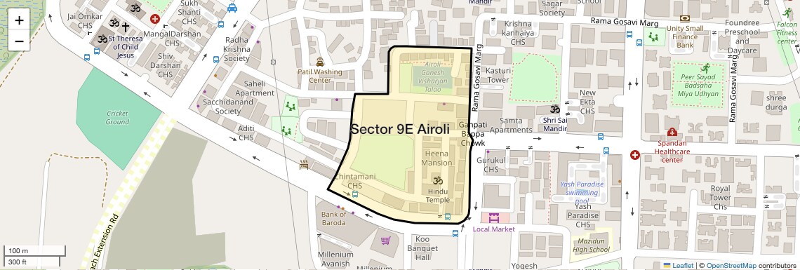 Location Map of Sector 9E Airoli, Navi Mumbai