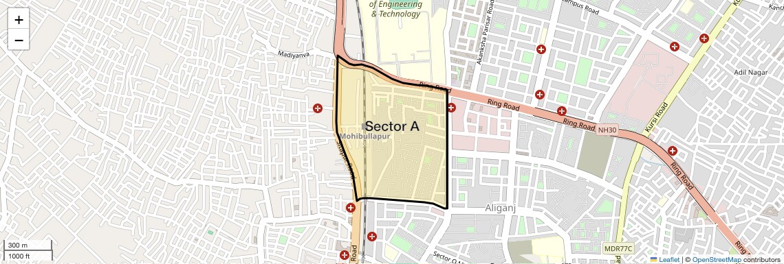 Location Map of Sector A, Lucknow