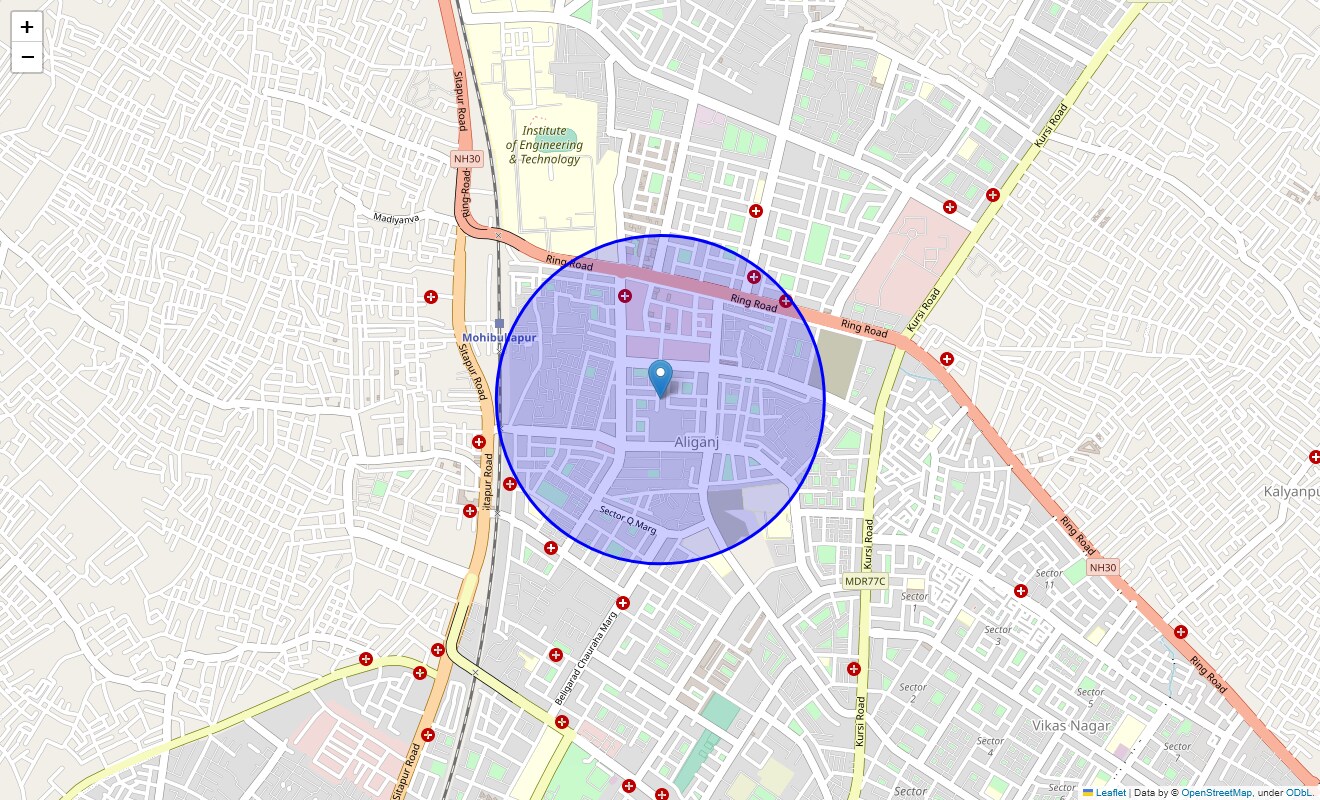 Location Map of Sector B, Lucknow