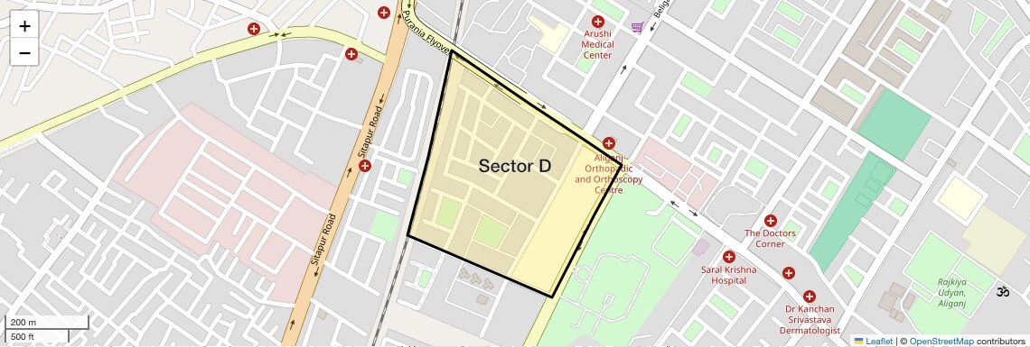Location Map of Sector D, Lucknow