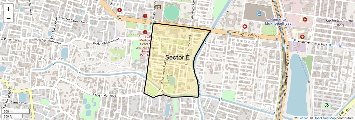 Location Map of Sector E, Kolkata